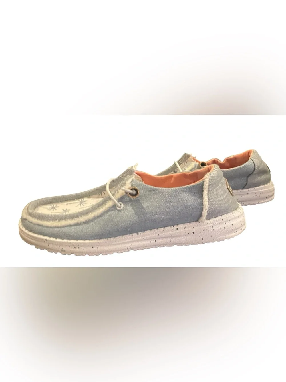 Hey Dude Beige Palm-Print Slip-On Loafers with Coral Lining - Picture 3 of 7